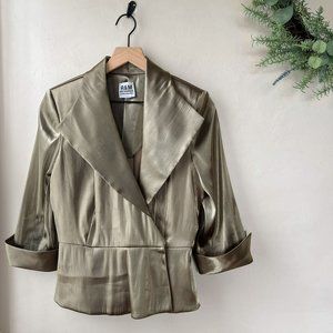 Vintage Elegant Metallic Green Blazer